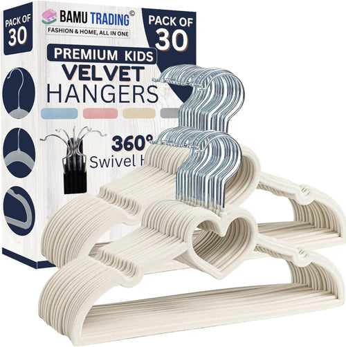 Kids Heart Shaped velvet Hangers (30 Pack)