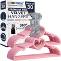 Kids Heart Shaped velvet Hangers (30 Pack)