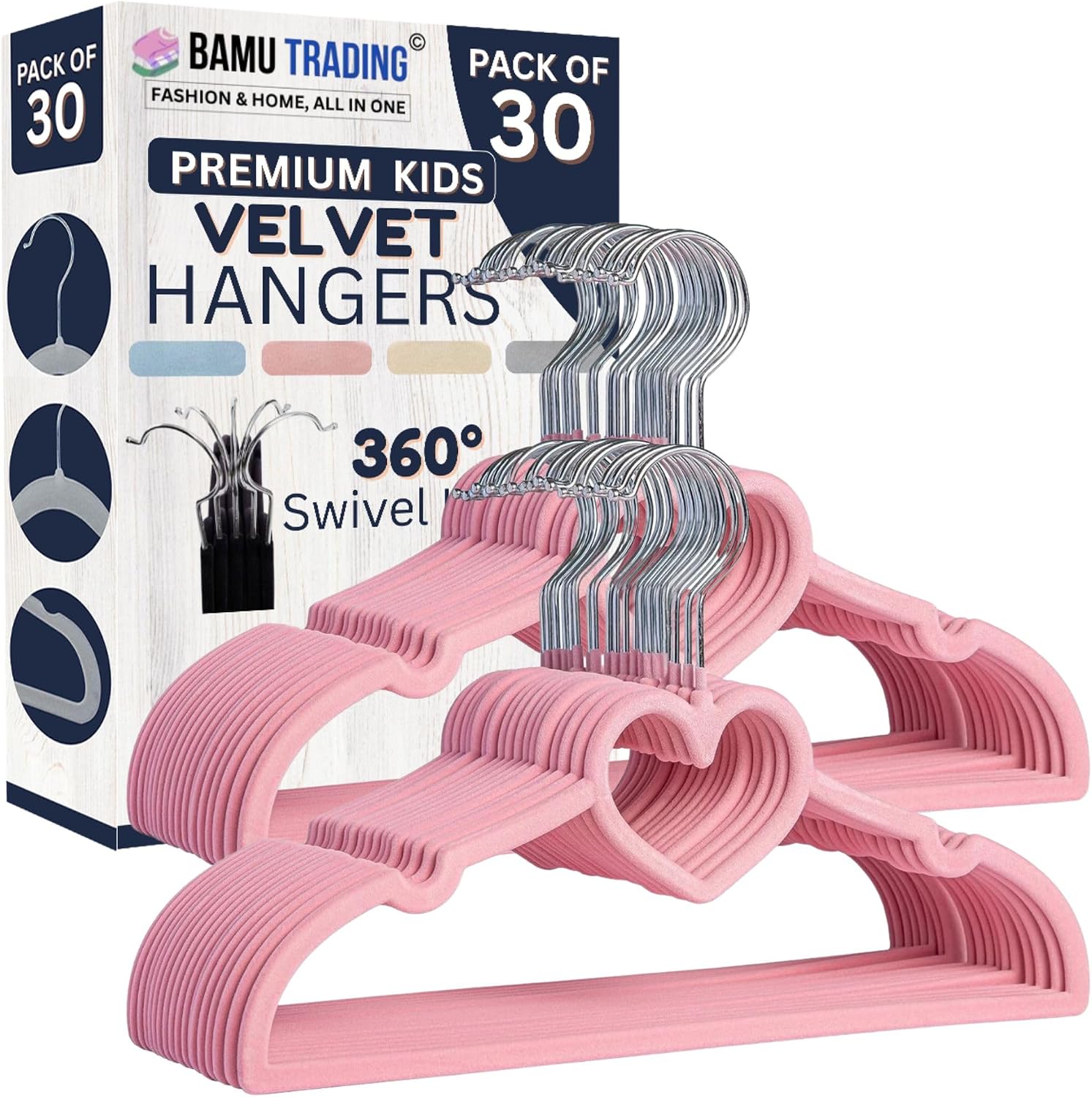 Kids Heart Shaped velvet Hangers (30 Pack)