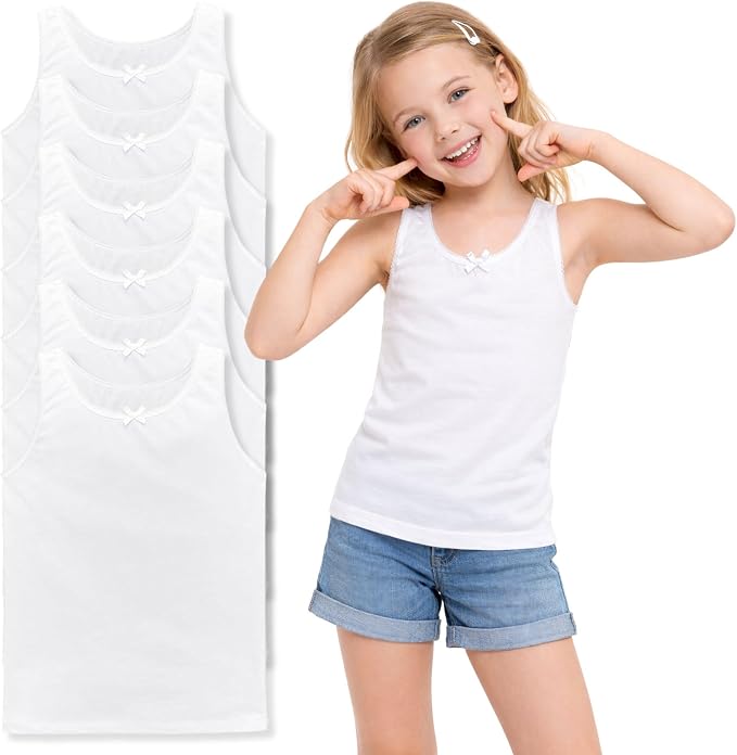 Girls vest 100% Cotton (6 Pack)